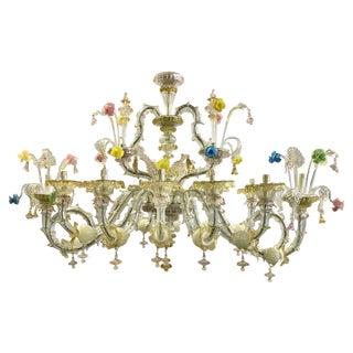 Murano Glass Chandelier in the style of Rezzonico, 1940s For Sale