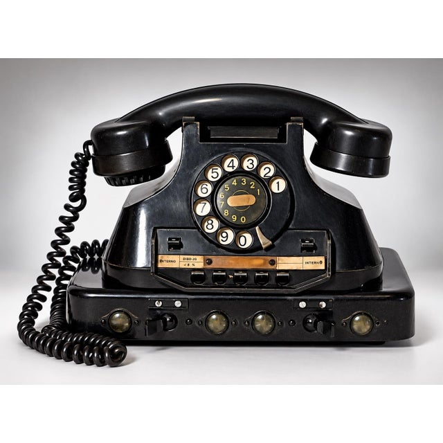 Black 1940s World War 2 Siemens and Halske Multi-Line Rotary Desk Telephone For Sale - Image 8 of 10