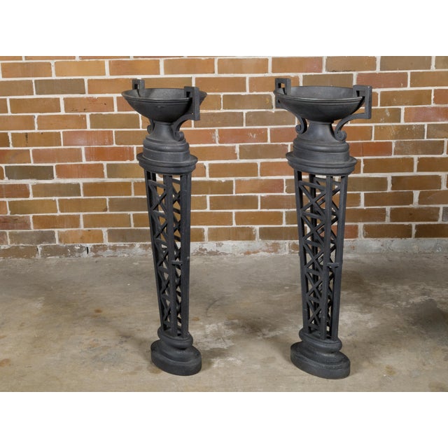 Pair of English Victorian 19th Century Cast Iron Planters with Neoclassical Urns For Sale - Image 12 of 12