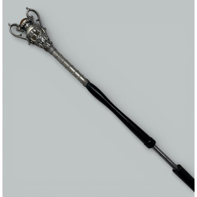 Superb Rare Polished late Victorian Ebony Wooden Sword Stick of outstanding quality, enclosing its original square...