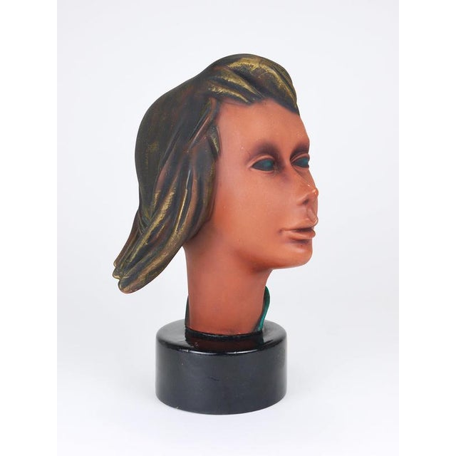 Large Mid-Century Female Bust Head of Young Woman in Terracotta, Austria, 1950s For Sale - Image 10 of 18