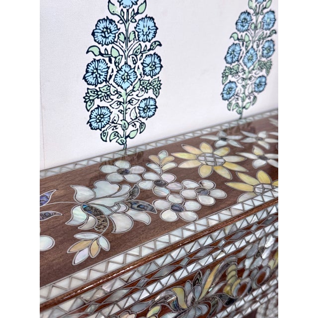 Contemporary Design Mother of Pearl Inlaid Mirror With Shelf For Sale - Image 14 of 14