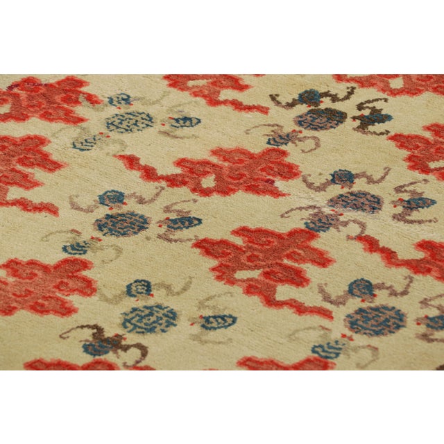 Made with hand-knotted wool circa 1910-1920, this 6x9 antique Chinese Art Deco rug is an exciting new collectible and rare...