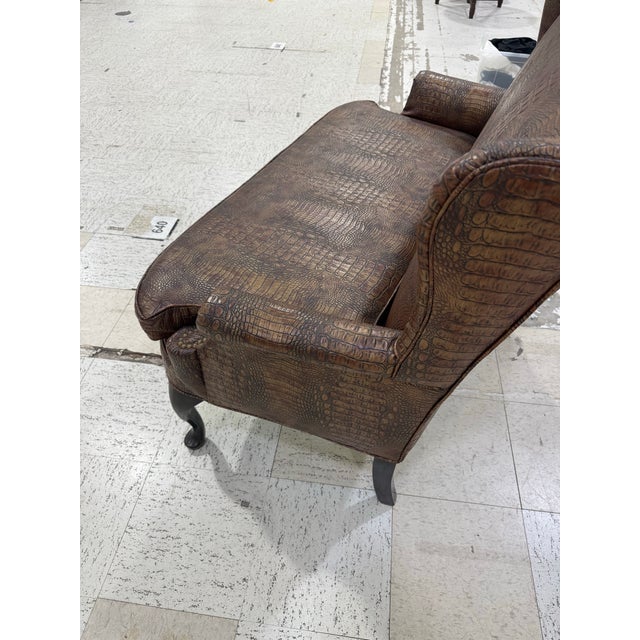 1950s Traditional Style Embossed Crocodile Sofa Loveseat For Sale In Atlanta - Image 6 of 8