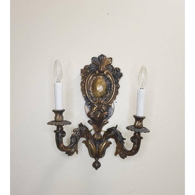 Antique French Cast Bronze Sconces For Sale - Image 9 of 9