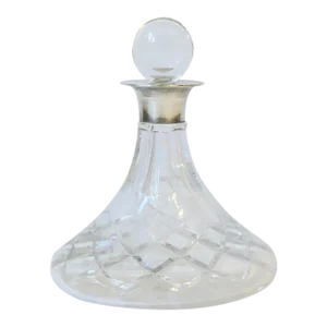 English Sterling Silver and Crystal Spirits Liqour Decanter