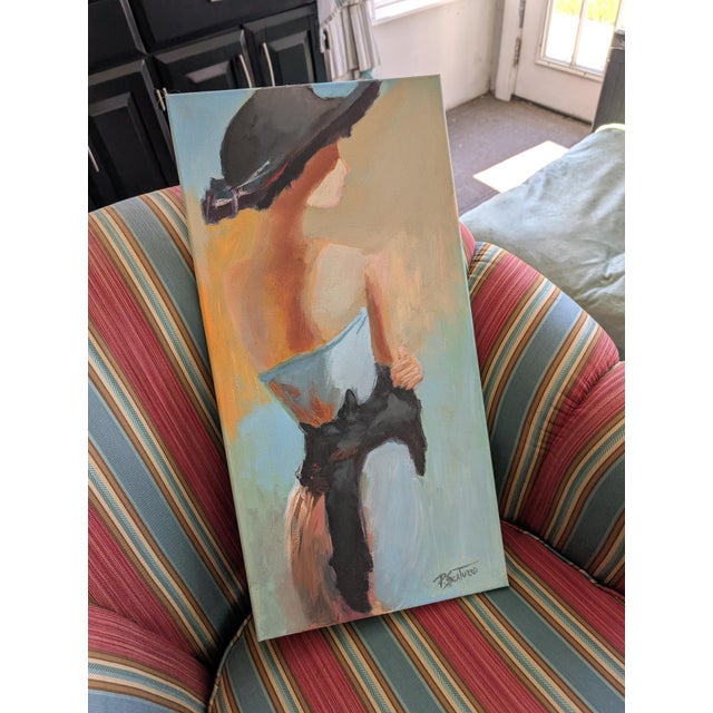 2020s Black Hat Oil Painting 12x24" For Sale - Image 5 of 5