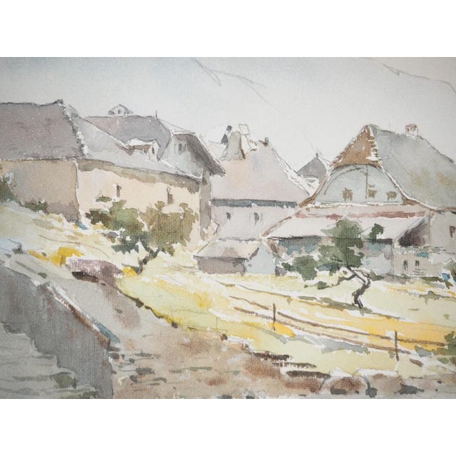 René Leverd, Switzerland, The village of Saint-Gingolph, Watercolor For Sale - Image 5 of 7