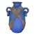 1980s Studio Art Pottery Raku Amphora Vase in Iridescent Cobalt Blue For Sale