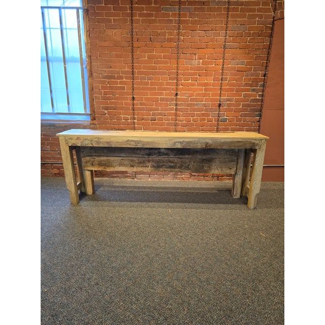 Indian Antique Repurposed Indian Door Console, Handcrafted Reclaimed Wood Sideboard For Sale - Image 3 of 6