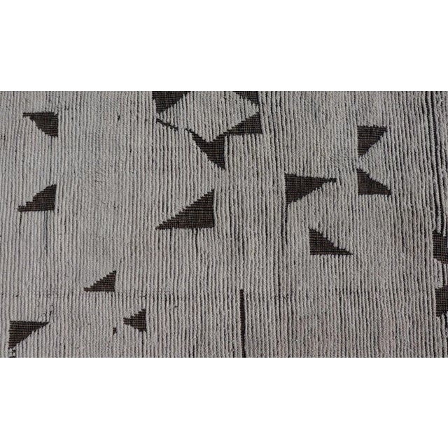 Fine Modern Rug in White & Light Taupe Tones With Abstract & Geometric Design For Sale - Image 4 of 12