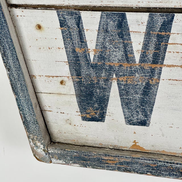 Mid 20th Century Majestic "Rooms With Bath" Large Vintage Painted Wood Tourist Sign in House Shape For Sale - Image 5 of 10