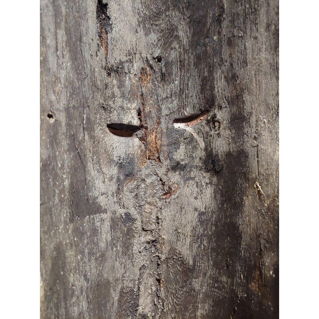 Avocado Antique Wood Carved Painted Mexican Mask For Sale - Image 8 of 10