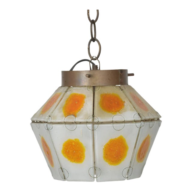 1960s Feders Felipe Delfinger Orange Art Glass Pendant Shade For Sale