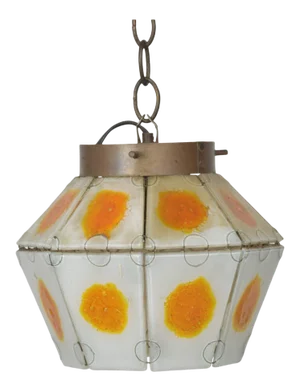 1960s Feders Felipe Delfinger Orange Art Glass Pendant Shade