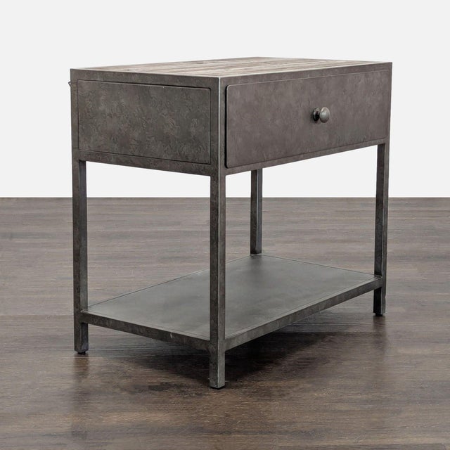 Rustic Pottery Barn Big Daddy's Antiques Metal Nightstand For Sale - Image 3 of 12