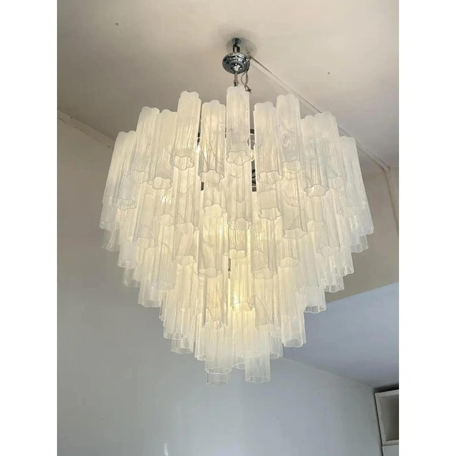 Large Venetian White Alabastro Tronchi Murano Glass Chandelier by Simoeng For Sale - Image 6 of 9