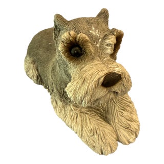 Vintage Schnauzer Dog Sandicast Artist Signed For Sale