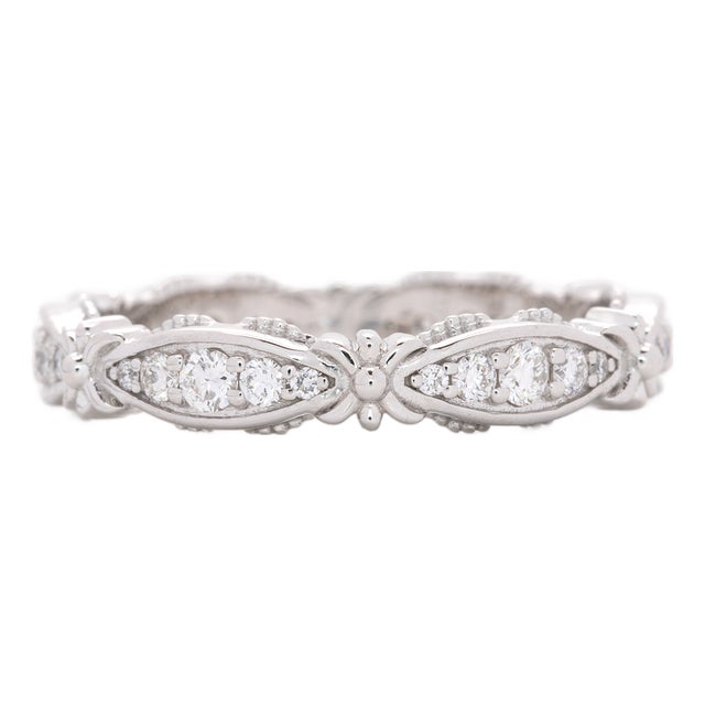 Minimalist Diamond Band With Earth-Mined Diamond Accents in Solid 14k Gold, Size 6.75 For Sale
