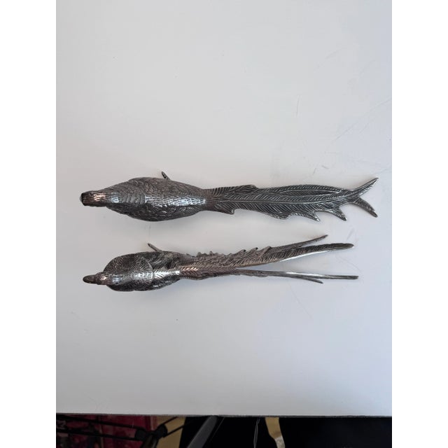 2010s Contemporary Silver Pheasant Figures, a Pair For Sale - Image 5 of 9