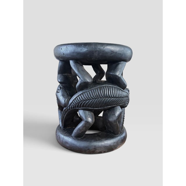 Vintage Tribal Nobility Bamileke Lizard Stool/Table Cameroon 16" H For Sale In New York - Image 6 of 9
