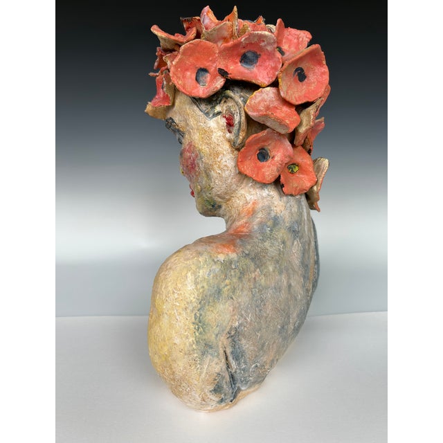 "Posey", a Handcrafted Clay Sculpture of a Woman and Flowers For Sale In Boston - Image 6 of 6