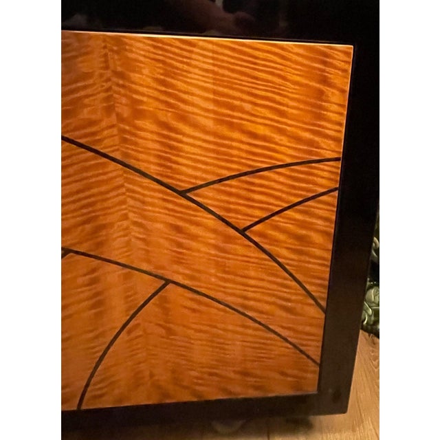 1980s 1980s Pace Collection “Boca” Credenza With Birdseye Maple Doors & Black Lacquer Frame, Attributed For Sale - Image 5 of 7
