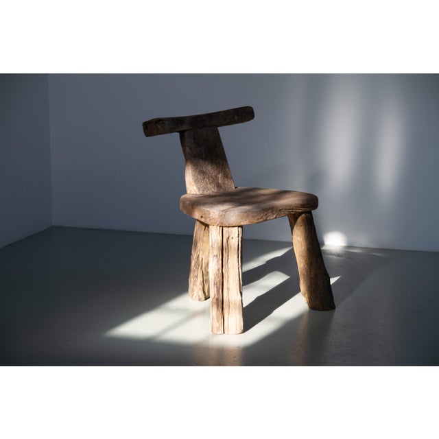 Primitive Elm T Tripod Side Chair, Denmark, 1970s For Sale - Image 11 of 18