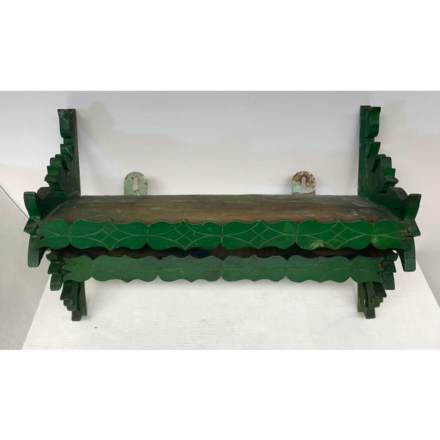 Wood 1930s Handmade Kitchen Shelf With Tulip Flowers Folk Art For Sale - Image 7 of 12