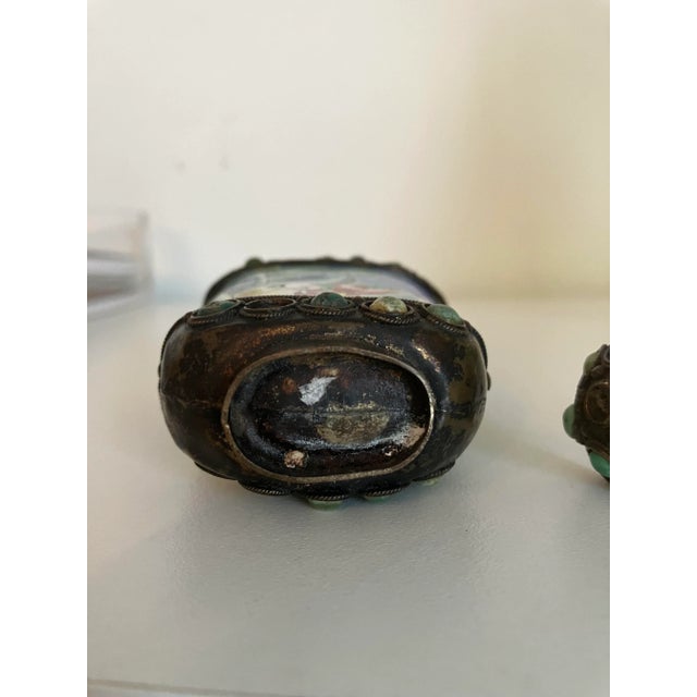 Late 19th Century Stone Inlaid Snuff Bottle For Sale - Image 4 of 7