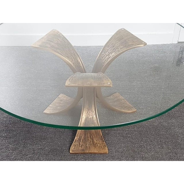Metal Vintage Brutalist Coffee Table in Bronze and Glass, 1970s For Sale - Image 7 of 12
