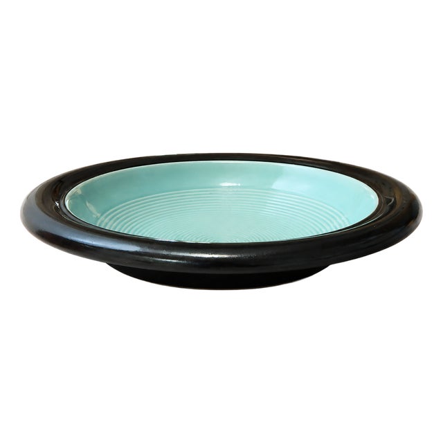 Postmodern Two-Tone Stoneware Centerpiece Bowl by Franco Bucci for Laboratorio Pesaro, 1970s For Sale