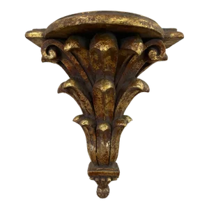 Large Vintage Mid Century Italian Style Gilt Wall Bracket Sconce