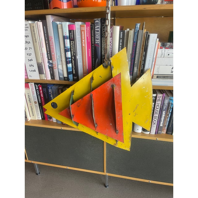 1970s Vintage Monumental Fish Metal Mobile Sculpture Calder Style Geometric Steel Brutalist For Sale In Las Vegas - Image 6 of 12