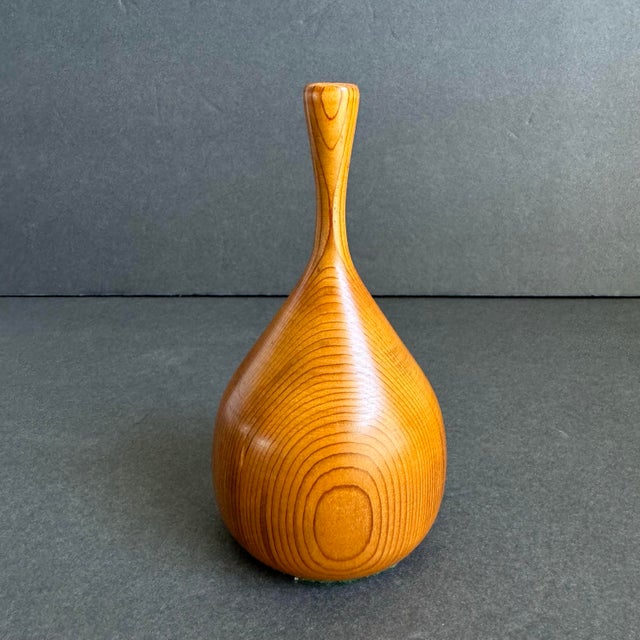 Mid-Century Modern Turned Wood Vase Locust Weed Pot Vintage Mid Century Modern For Sale - Image 3 of 6