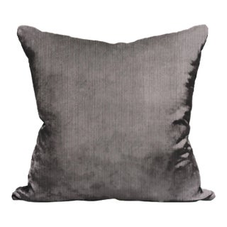 The House of Scalamandré Strie Velvet Pillow, Seal For Sale