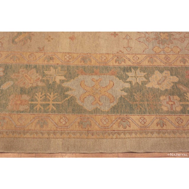 Modern Large Size Light Color Modern Allover Design Turkish Oushak Rug For Sale - Image 3 of 4