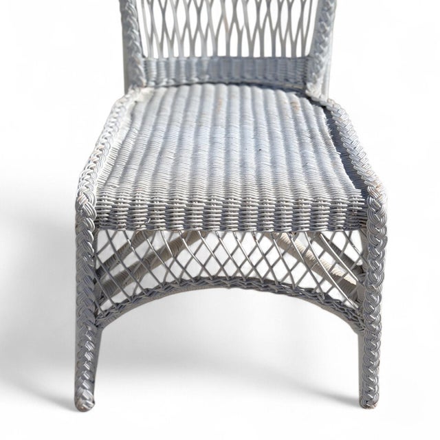White Woven Wicker Writing Desk and Matching Side Chair For Sale - Image 9 of 18