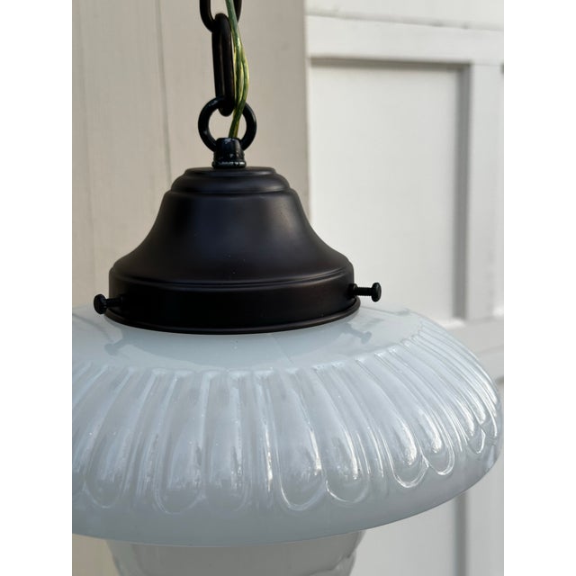 1920s Vintage Deco Shade With Brass Hanging Fixture For Sale - Image 5 of 6