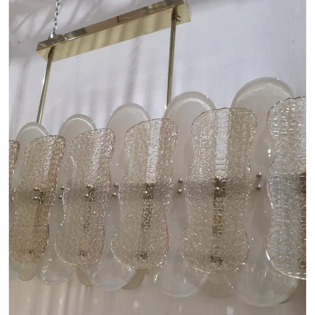 Mid-Century Rectangular Champagne Colored Chandelier in Murano Glass, 2000s For Sale - Image 9 of 10