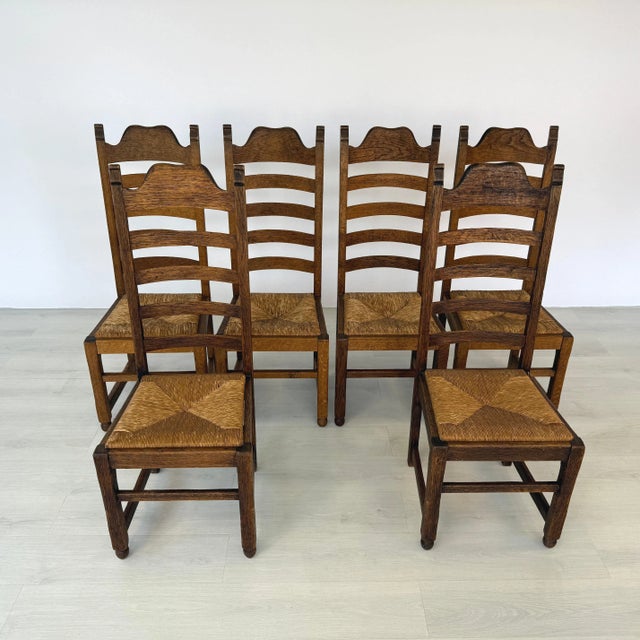 French Farmhouse Ladder Back Dining Chairs – Set of 6 For Sale - Image 4 of 13