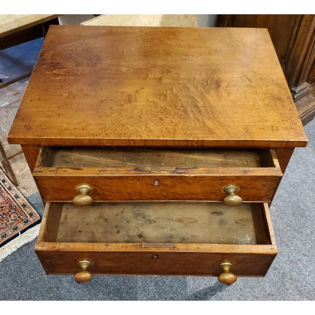 Wood Mid-19th Century Birdseye Maple Two-Drawer Side Table For Sale - Image 7 of 13