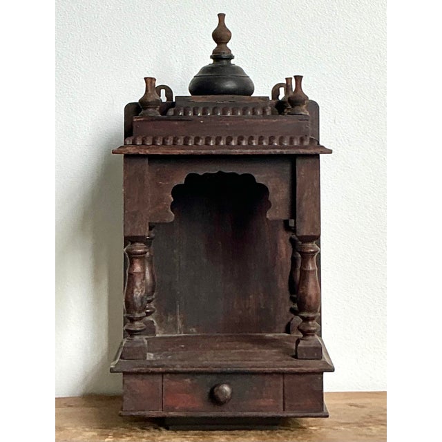 Coffee Vintage Boho Carved Wood Altar For Sale - Image 8 of 11