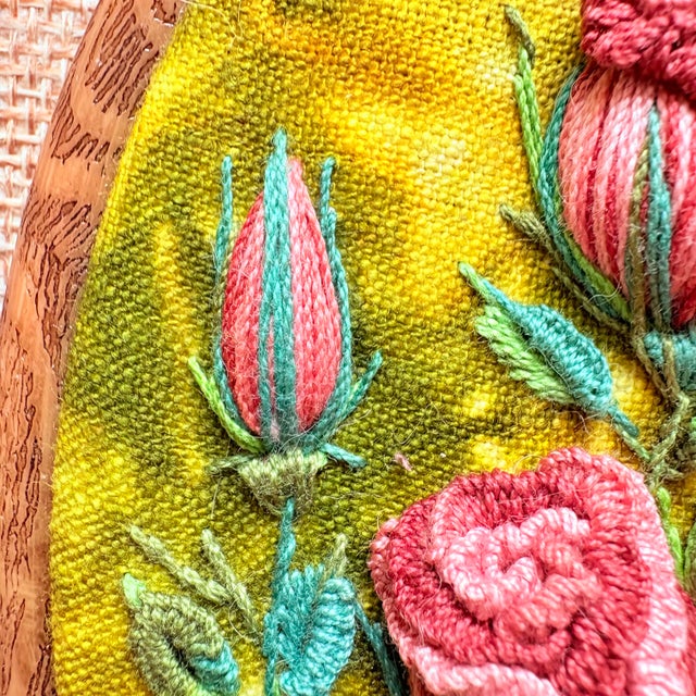 Rose 3d Rose Stumpwork Embroidery Art, Framed Botanical Sculpture, Handmade Floral Wall Decor For Sale - Image 8 of 12