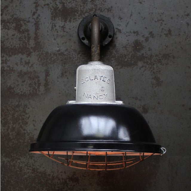 French industrial wall light by eclatec, nancy, france. cast aluminium wall pieces with black enamel shade. e27 / e26 this...