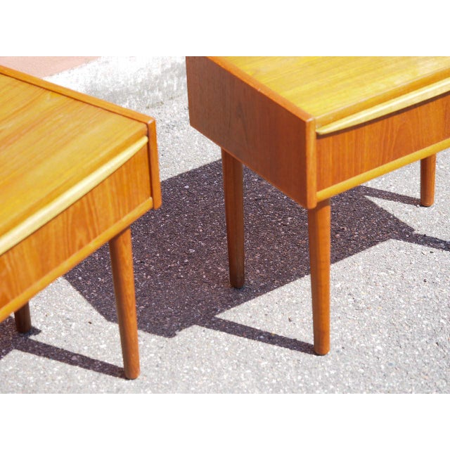 Vintage Teak Veneer Bedside Tables, Denmark, 1960, Set of 2 For Sale - Image 6 of 13