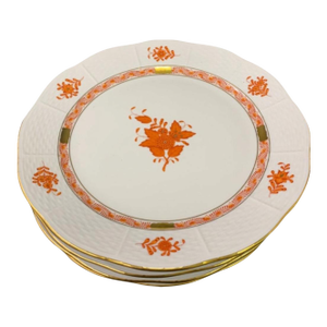 1960s Set of 6 Porcelain Herend Plates in Chinese Bouquet Rust Color