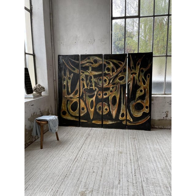 Former painting on enchanted canvas is a quadriptych format, from the second half of the 20th century. This painting is...