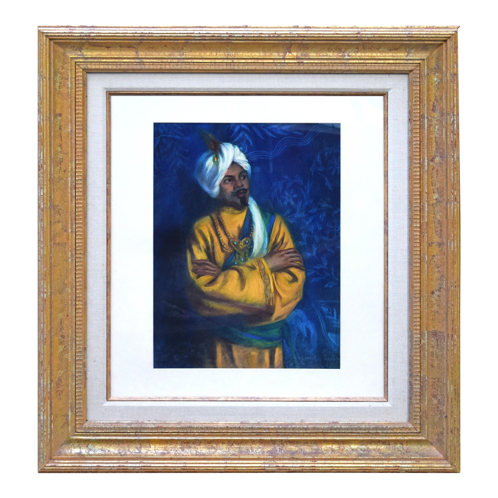 Large Orientalist Portrait of Man in Turban by Graziella Jacoby