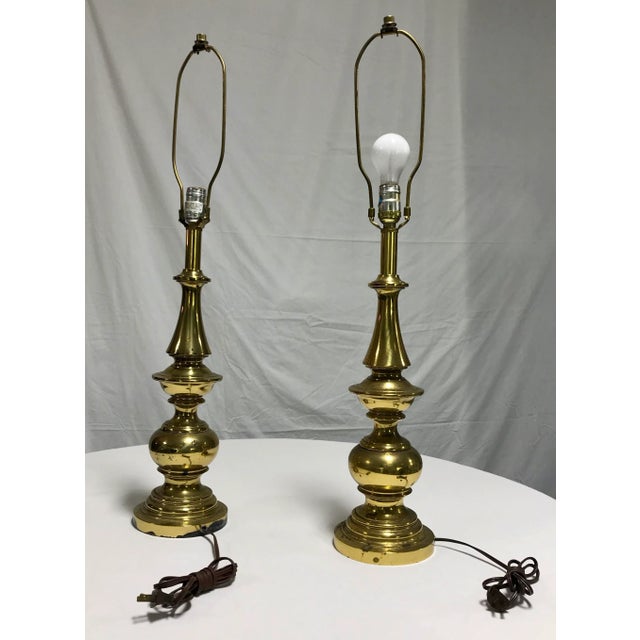 Mid-1990's Brass Stiffel Lamps - a Pair For Sale - Image 4 of 11